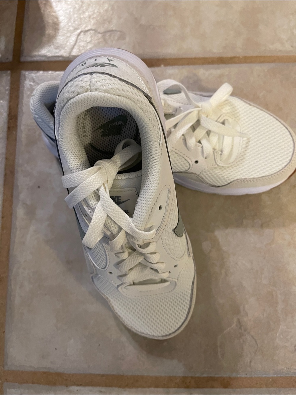 Nike White Mesh Sneakers with Gray Swoosh
